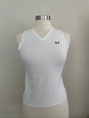 Under Armour White Women's V-Neck Athletic Tank Top